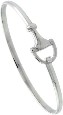 Sterling Silber Trense Bit Armband Armreif Haken Ösenverschluss 1/2 Zoll breit 7 1/2''