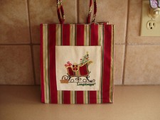 LONGABERGER HOLIDAY STRIPE SML TOTE BAG, SLEIGH, CANDY CANES, TREE NIP FREE SHIP