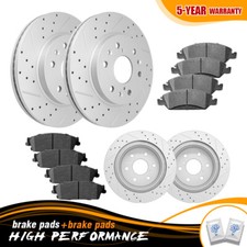 Front Rear Rotors & Ceramic Brake Pads for Chevy Tahoe Silverado GMC Sierra 1500