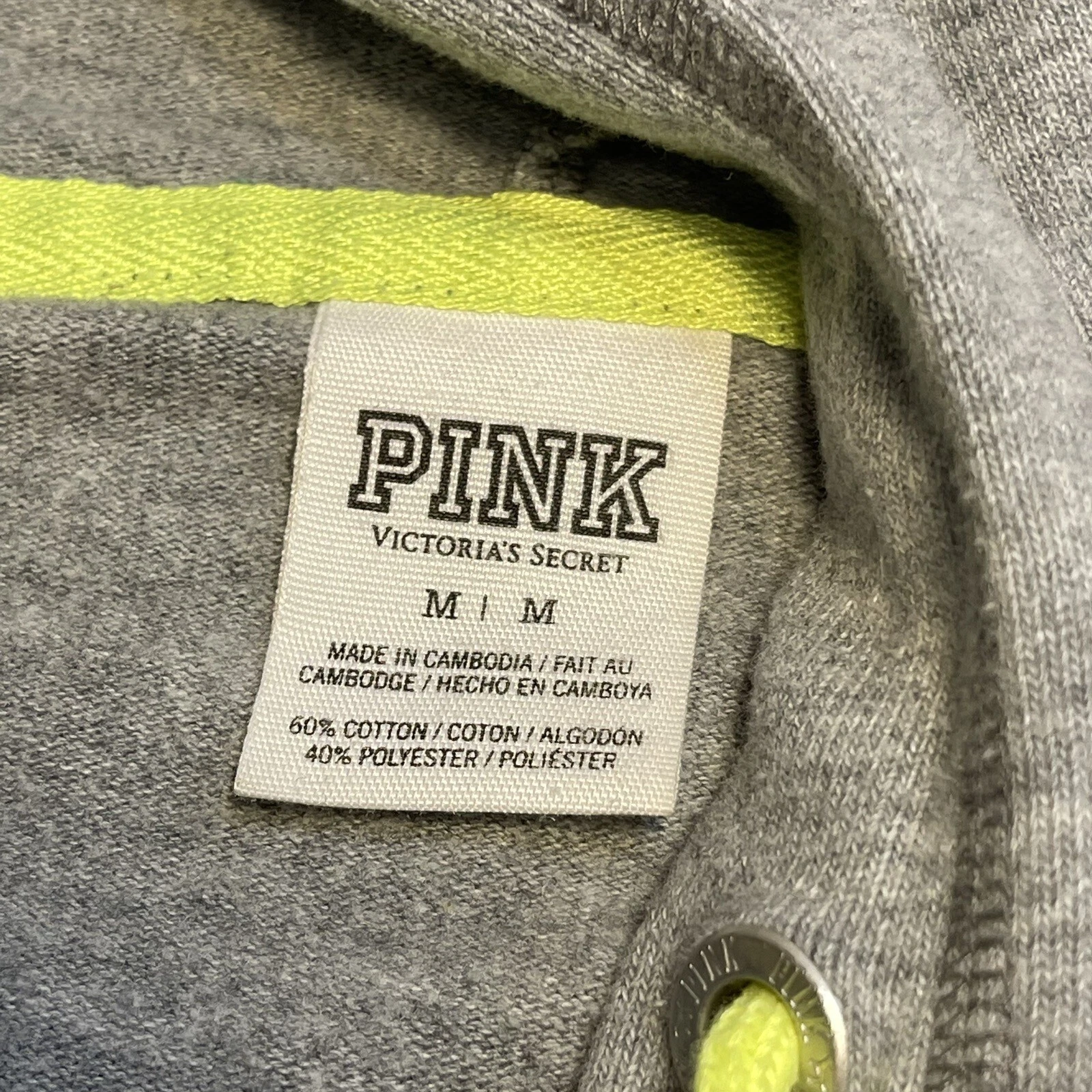 UNDERCOVER Felpa con cappuccio ROSA Victoria Secret donna grigio medio cerniera intera maglione amore rosa