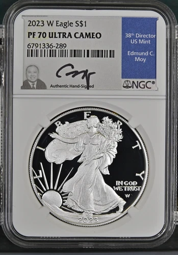 2023-W 1 oz American Silver Eagle NGC PF-70 ULTRA CAMEO Moy Signature Label