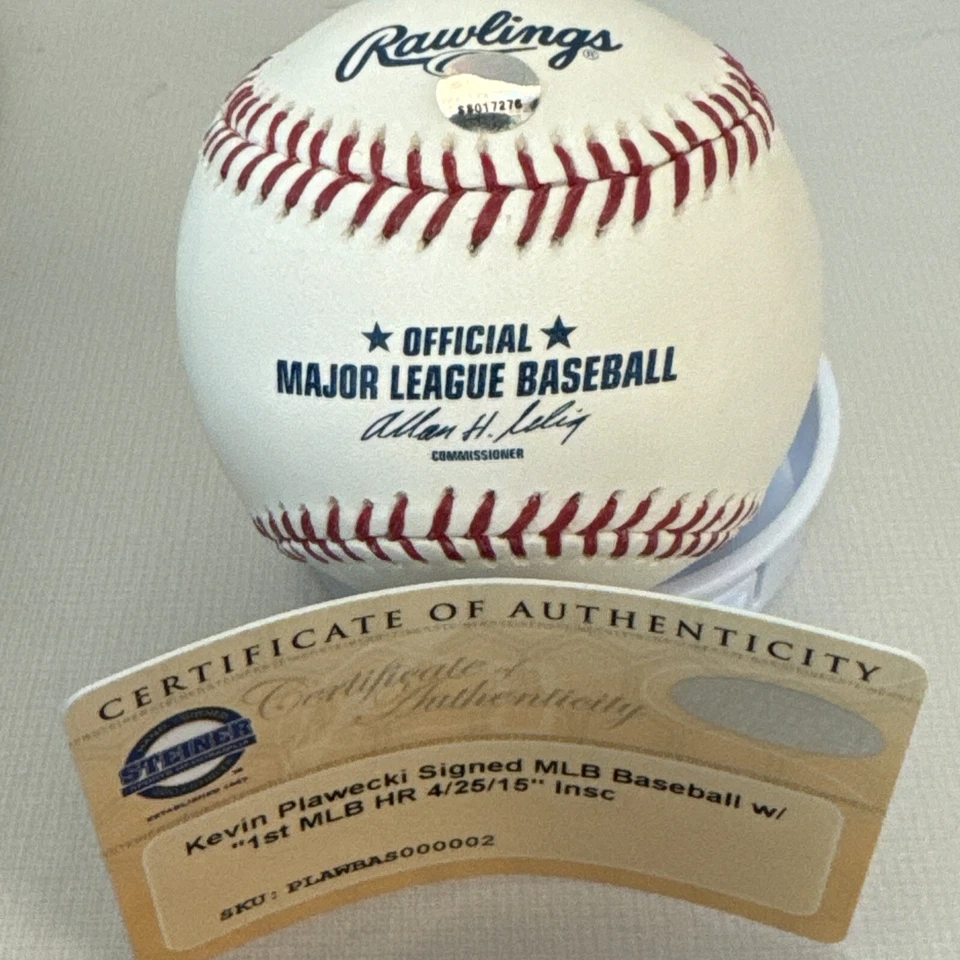 Kevin Plawecki AUTOGRAFIADO Firmado OMLB Selig Béisbol NY METS STEINER 1ª HR In. Foto 2 de 3