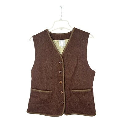 Vintage Esprit Collection Women Brown Wool Classic Vest Italy  EU 44 Small