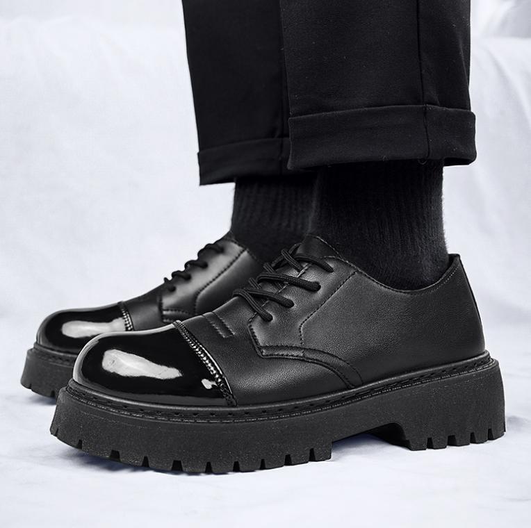 SAOLA Mocassino uomo nero punk stringato tacco chukky morbido derby scarpe pompa Oxford Creeper