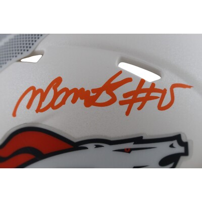 Casque De Football Américain Denver Broncos Taille Réelle Blanc - Signé Par Bo Nix - Authentifié Beckett - Neuf 2024