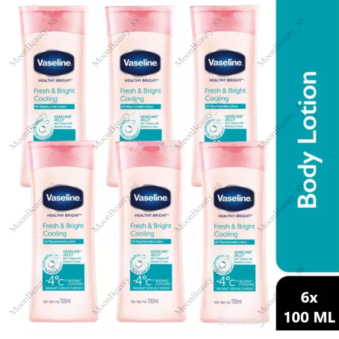 6-pack VASELINE Fresh & Bright UV Lotion 100ml for Hot Humid Weather