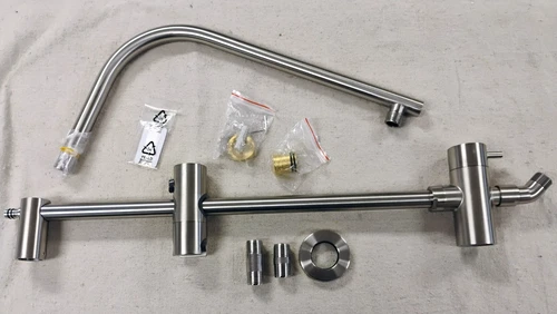 Signature Hardware Retrofit Exposed Pipe Shower System - Brushed Nickel - Picture 1 of 4