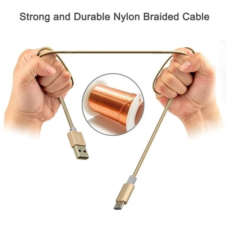 3X 10FT Micro USB Braided Fast Charger Data Sync Cable Cord For Samsung Android - Image 4 of 4