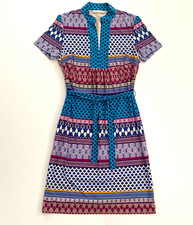 Trina Turk Joni Belted Stretch Jersey Tunic Dress Small 2 4 0 Geometric Mixed