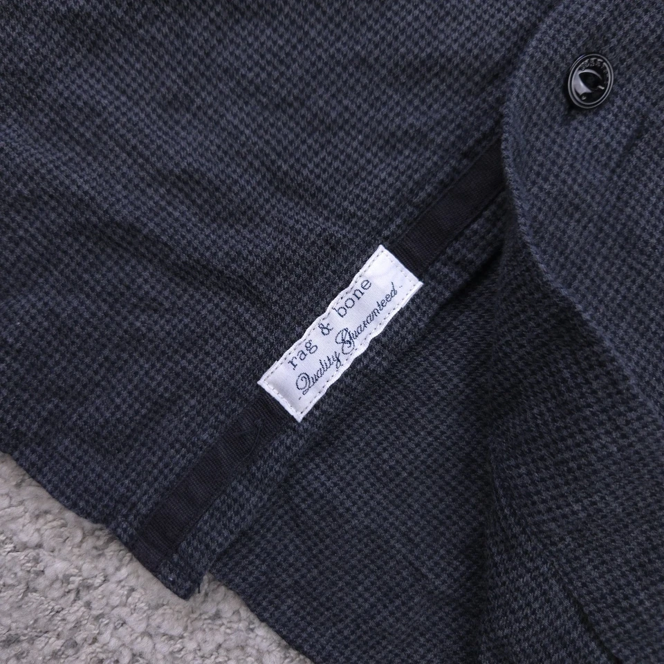 Camisa de hueso de trapo para hombre calce clásico mediano manga larga bolsillo cuello carbón Foto 4 de 4