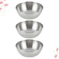 3 Pcs Small Condiment Bowls Stainless Steel Kitchenware Reusable Cups