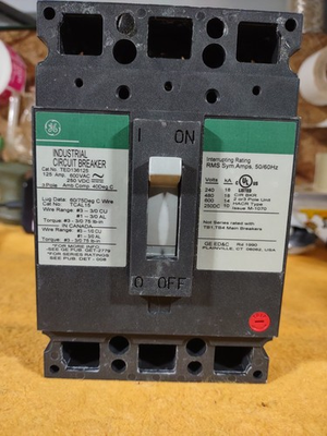 #ad GENERAL ELECTRIC TED136125 INDUSTRIAL CIRCUIT BREAKER 3POLE 600VAC 250VDC 125AMP $399.00