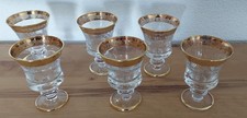 Murano Medici Likör-Sherryglas 6 Stk Goldrand Ätzdekor TOP Zustand