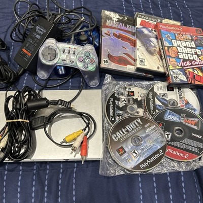 Sony PlayStation 2 PS2 Slim silver  Console test w some games read pls before 