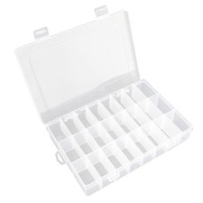 Clear Craft Organizer Box, 24 Compartments, Earring Storage, Small Parts