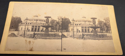 1870 FRENCH Views STEREOVIEW Anthony's Emporium Champ Elysees/Cafe Du Cirque