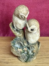 Vintage Barn Owls Figurine By Teviotdale Hand Made In Hawick Scotland 1981 4.5in
