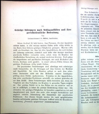 Geistige Störungen nach Schlaganfällen und ihre gerichtsärztliche Bedeutung. Möl