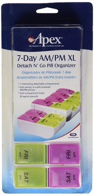 Carex Health Brands 7-Day AM-PM XL Detach N' Go Pill Organizer extra Large