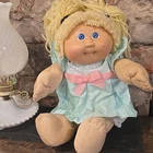 Cabbage Patch Kids Blonde Girl Doll Signed Xavier Roberts Blue Dress 1982 Cloth