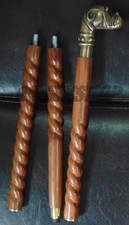 Walking Stick Vintage Designer Brass Bulldog Face Handle Victorian Wooden