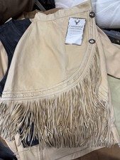 Continental Leather Vintage Fringe Leather skirt Sz 24. Made in USA