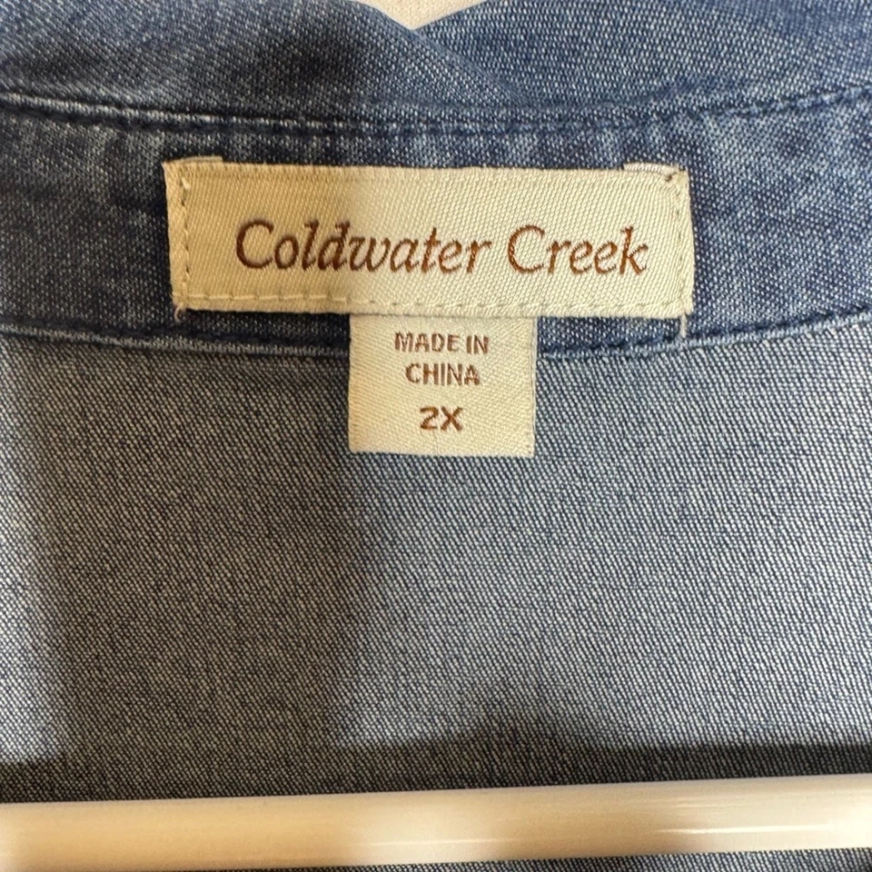 Coldwater Creek Women’s Denim Dress Button Long Sleeve Size 2X Mature Casual - Image 2 of 4