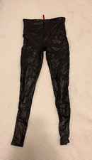 SPANX Faux Leather Leggings Black High Rise Size Large Shaping Skinny Pants