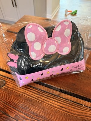 Disney The Crème Shop Minnie Mouse Makeup Bag Black Pink Bow Cosmetic Organizer