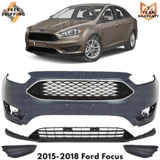 Front Bumper Cover Fascia & Grille Assembly Kit For 2015-2018 Ford Focus