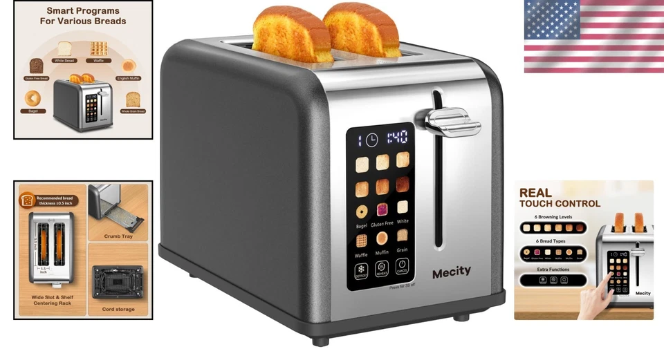 Contemporary 2 Slice Smart Toaster for Bagels, Muffins & Gluten-Free Bread - Image 2 of 4