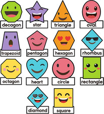 14Pcs Shapes Bulletin Board Set, Jumbo 10X12 Inch 2D Geometric Shapes Posters fo