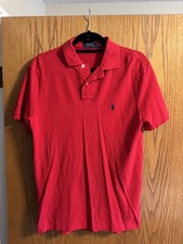 Polo Ralph Lauren Custom Slim Fit Red Short Sleeve Polo Shirt Men's Med. Cotton