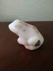 Fenton White Floral Satin Glass Frog Decoration Paperweight Flowers Toad