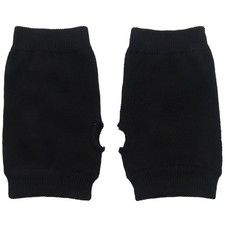Black Elastic Combed Cotton Fingerless Gloves for Women P4I66287