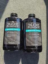 Dude Powder Menthol Chill Talc Free Body Powder w/Charcoal Natural 10 oz 2 Pack