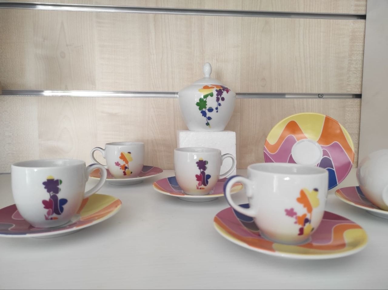 Servizio Tazze Da Caffè 6 Pezzi Zuccheriera Porcellana Love Therapy — foto 2