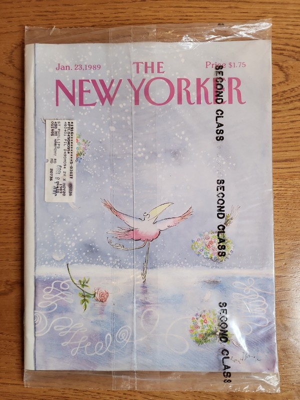 SEALED The New Yorker Magazine January 23, 1989 Dancing Bird Snow Cover