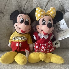 VINTAGE 1990s Disney Mickey  Minnie Mouse Plush Toys Red Yellow Outfits