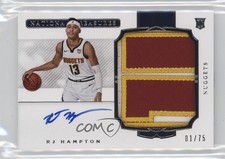 2020 Panini National Treasures Rookie Horizontal 1/75 RJ Hampton Patch Auto 0kf1