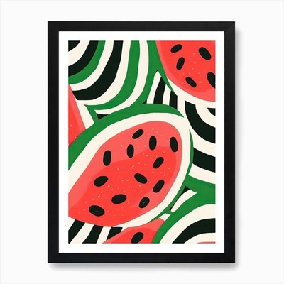 Wassermelone Obst Sommer Illustratio gerahmtes Wandbild Poster Leinwanddruck Bild