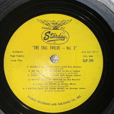 LP titled ''The Tall of Country Music Vol. 2'' on the Starday label (SLP