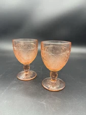 VINTAGE 5.25" INDIANA TIARA SANDWICH  PEACH PINK WATER GOBLET