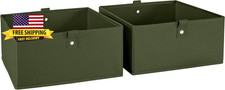 Folding Storage Bins - 2-Pack of 5In Tall Olive Cubes