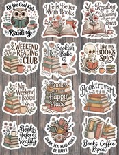 Book Lover Die Cut Vinyl Stickers Set Scrapbooking Laptop Waterbottle