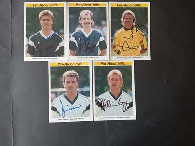 SpVgg Blau-Weiß 90 Berlin 5 Autogrammkarten original unterschrieben