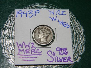 1943 P Mercury 90% Silver {WWII} Dime -[PHILADELPHIA MINT] (83 YEARS OLD)
