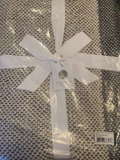 Santa Barbara Design Blanket Throw 60" x 50" Natural & Dark Grey Silver Thread