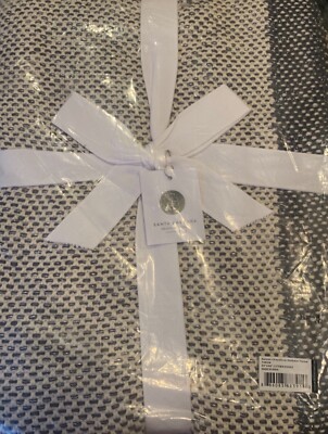 Santa Barbara Design Blanket Throw 60'' x 50'' Natural & Dark Grey Silver Thread
