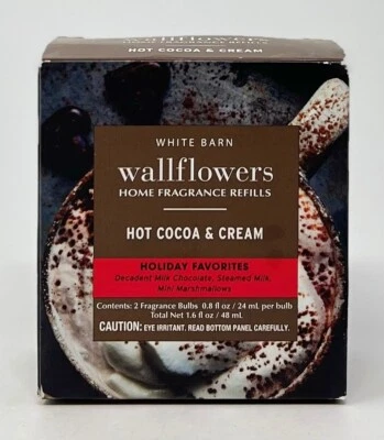 2 NEW BATH & BODY WORKS HOT COCOA CREAM WALLFLOWER FRAGRANCE REFILL BULB PLUG IN